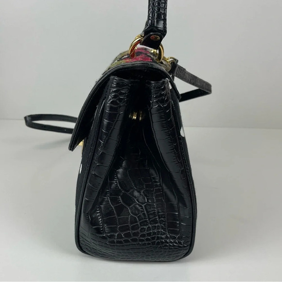 Clever Carriage Company Satchel Rose Embroidered Purse Polka Dot Dust Bag Black - Picture 3 of 9